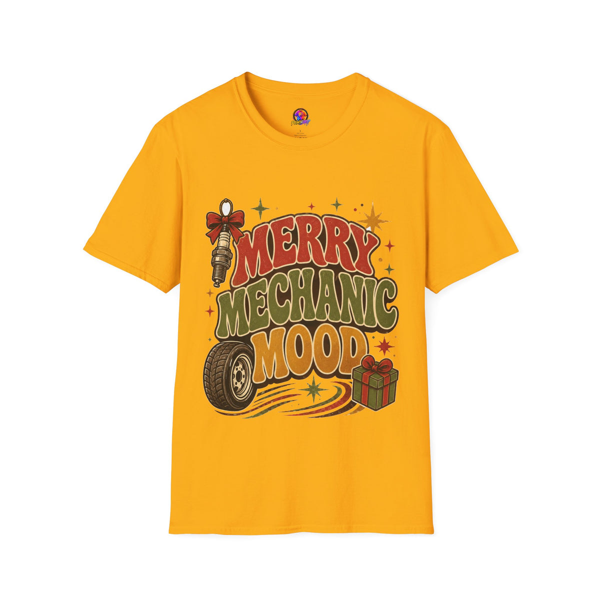 Merry Mechanic Mood T‑Shirt — Retro Holiday Auto Technician Gift