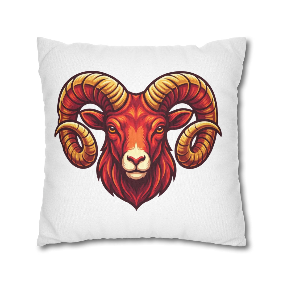 Aries Ram Throw Pillowcase — Bold Zodiac Goat Accent Pillow Cover