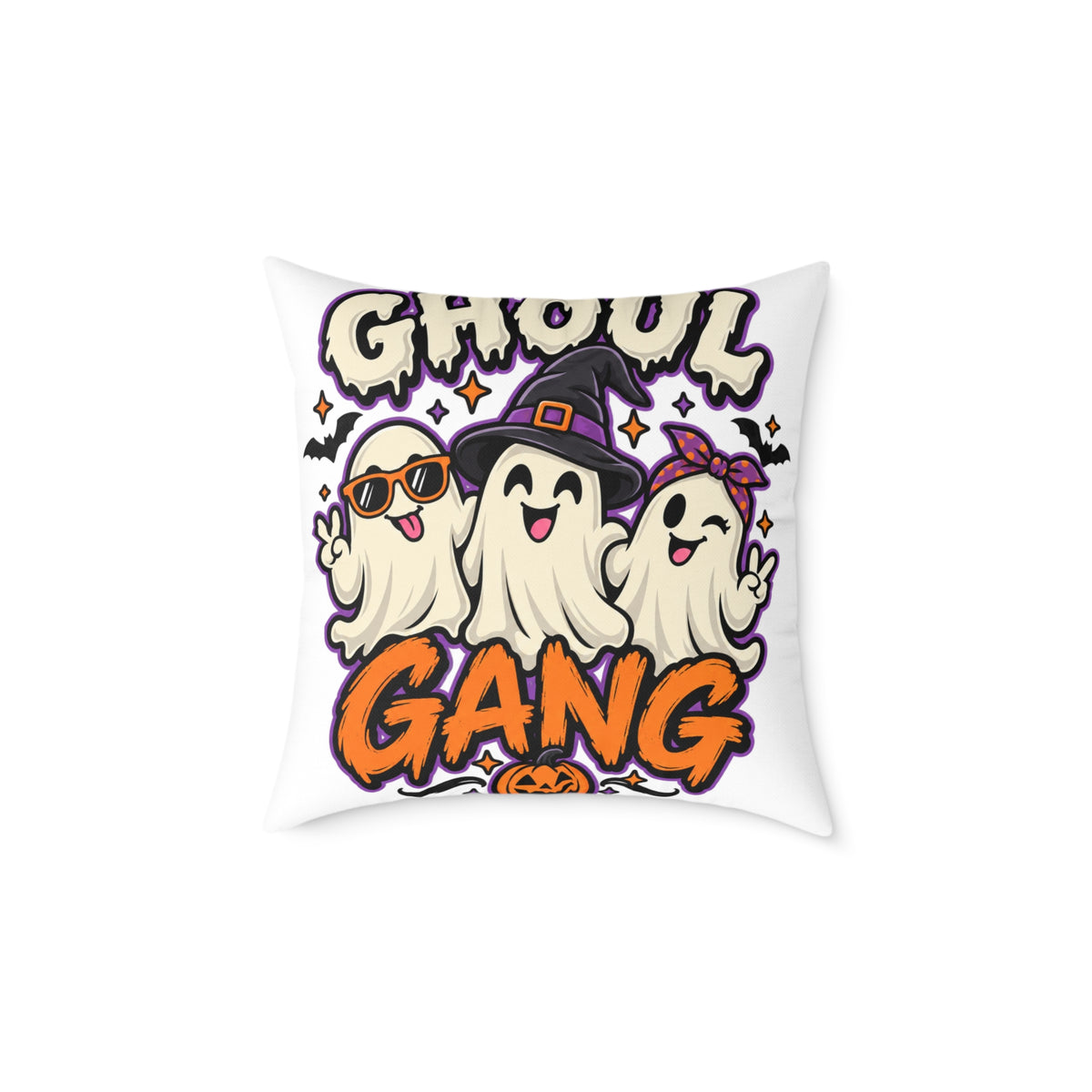 Ghoul Gang Halloween Pillow — Cute Ghosts Decorative Square Throw Pillow