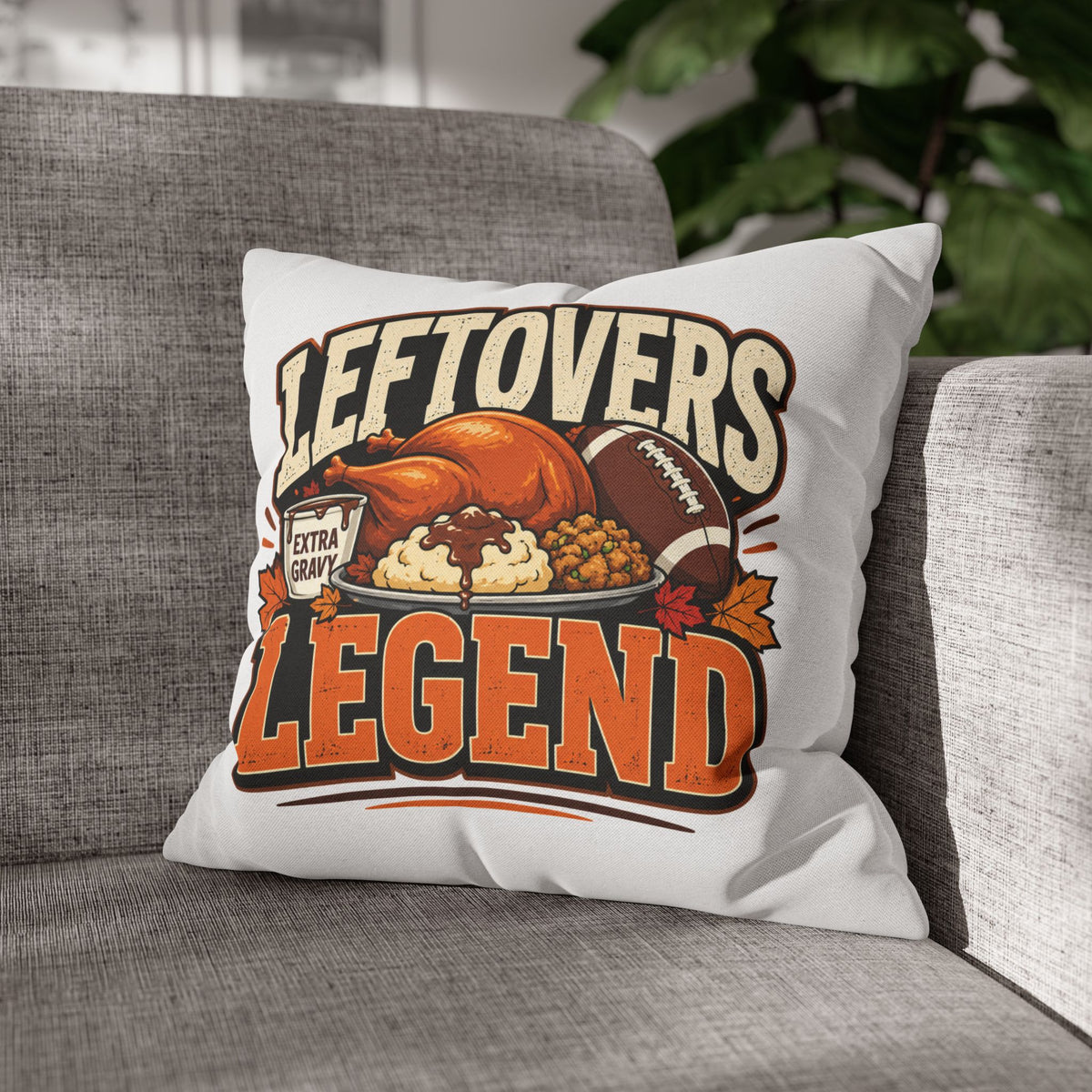 Thanksgiving Leftovers Legend Pillow — Thanksgiving Football Turkey Throw Pillowcase