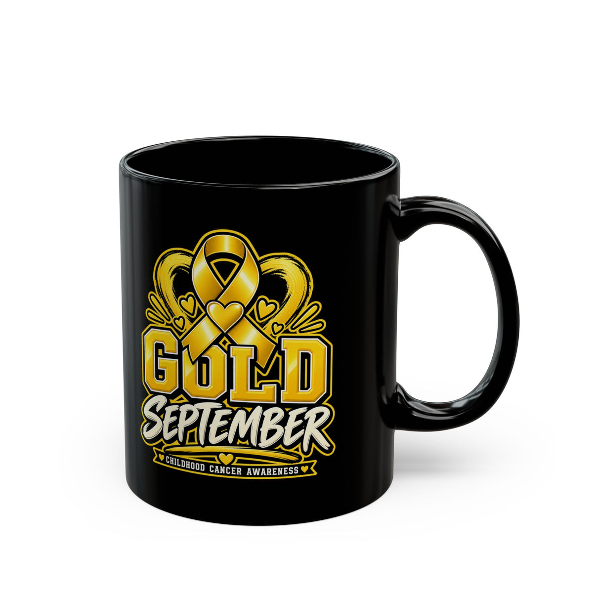 Gold September Mug — Childhood Cancer Awareness Coffee Cup (11oz/15oz)