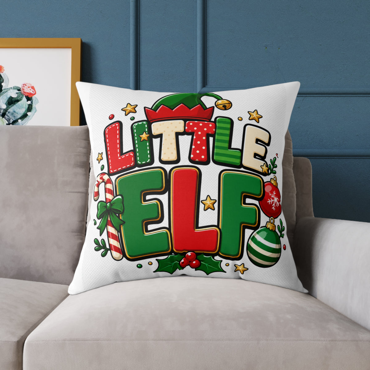 Little Elf Christmas Pillow — Festive Holiday Decorative Throw Pillow