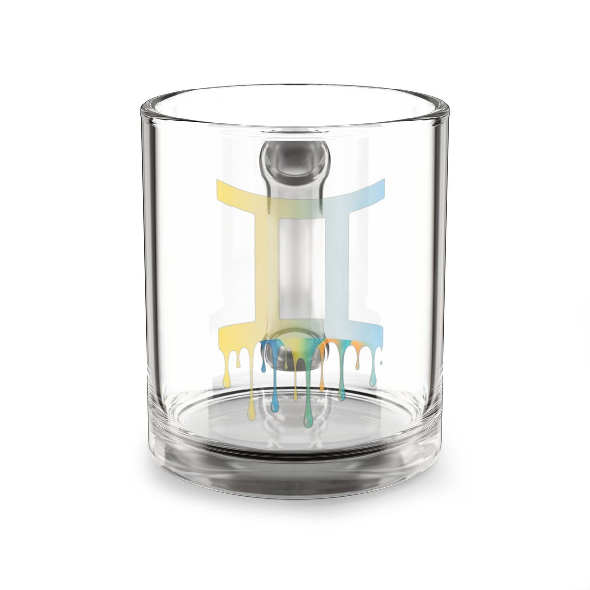 Gemini Zodiac Glass Mug – Dripping Rainbow Horoscope Design (10 oz)