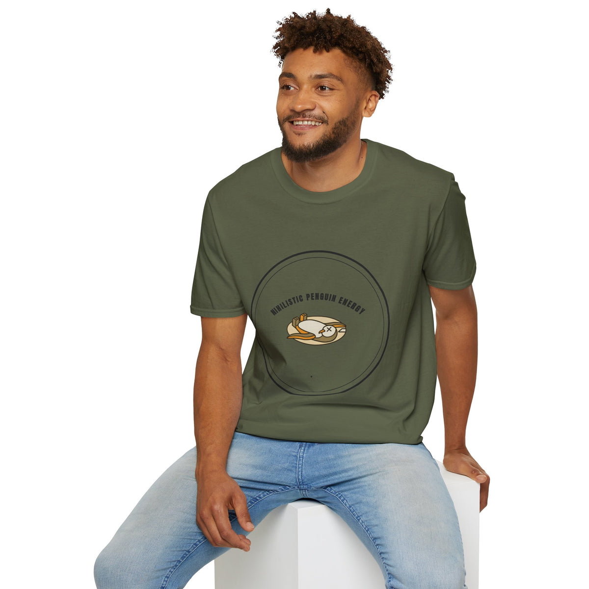 Nihilistic Penguin Energy T-Shirt — Cute Sloth-Like Penguin Graphic Tee - Trending Now - September 2026