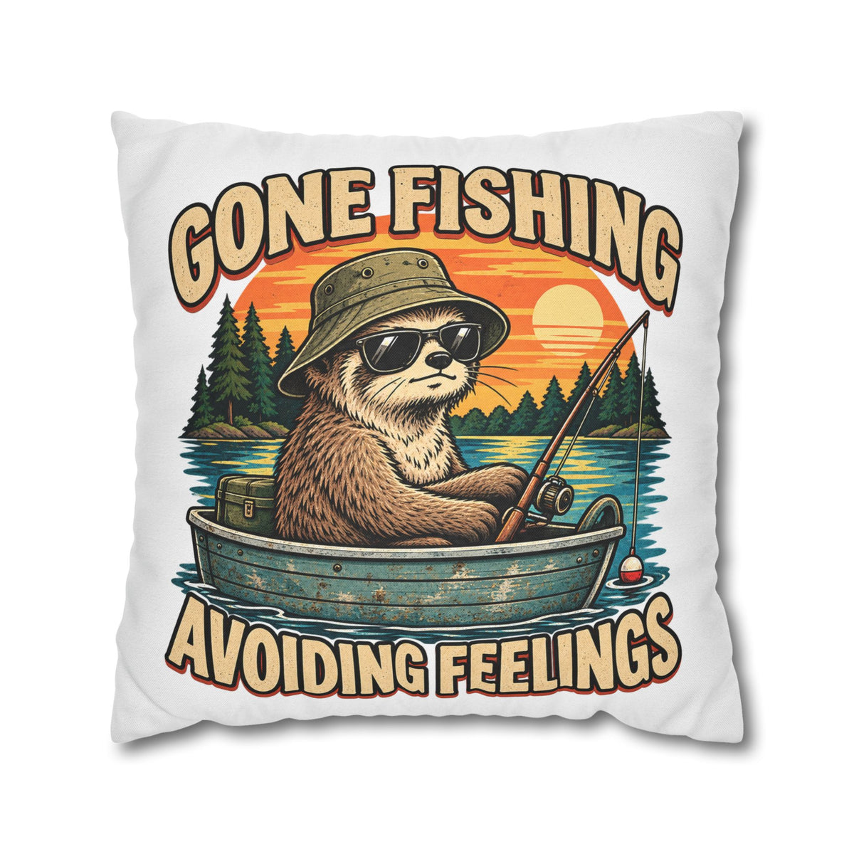 Funny Gone Fishing Avoiding Feelings Decorative Pillowcase