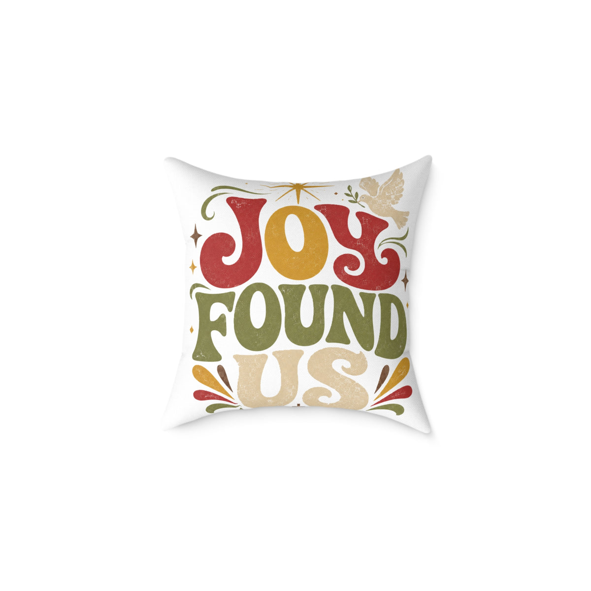 Christmas Joy Found Us Holiday Throw Pillow — Retro Christmas Decorative Cushion