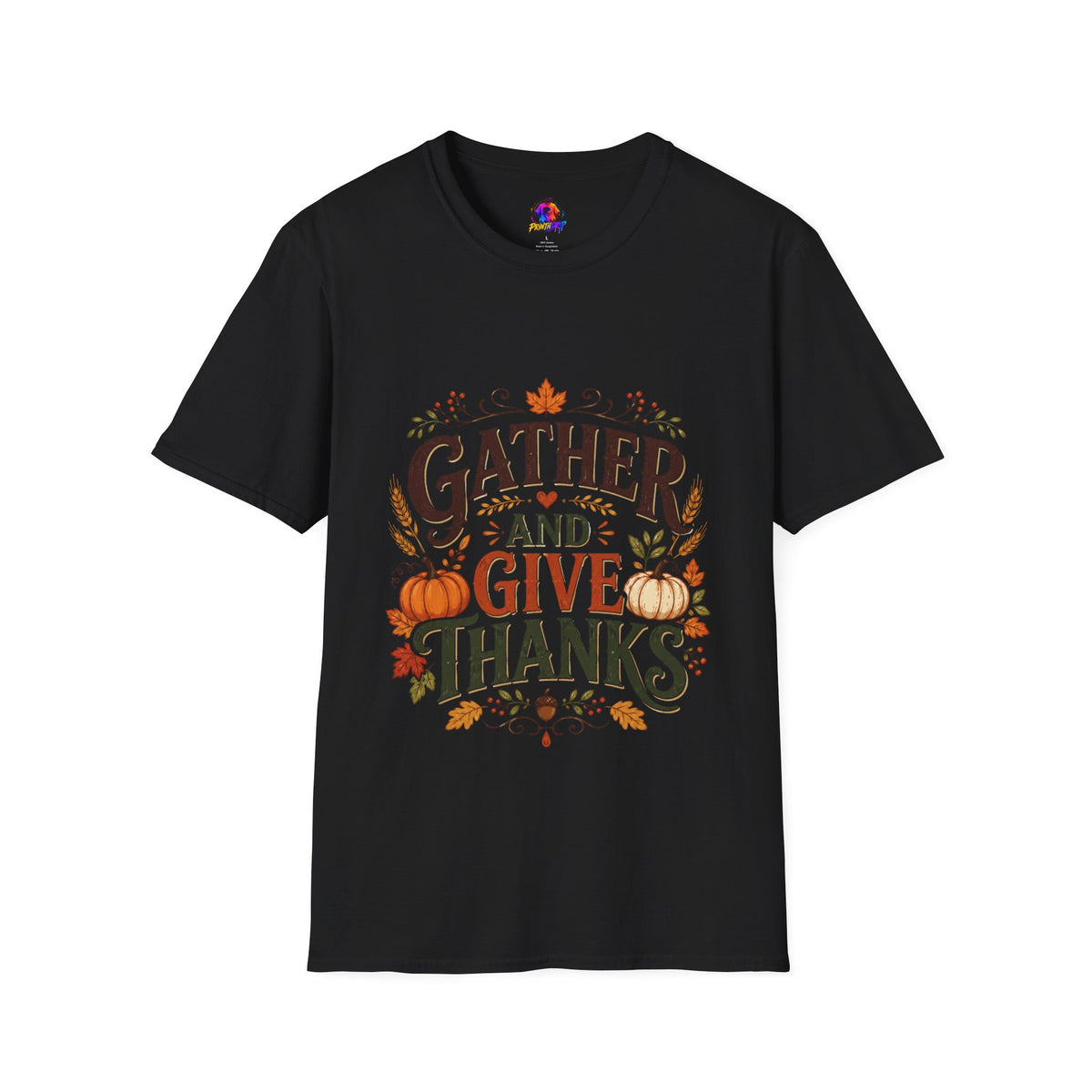 Thanksgiving T-Shirt Gather and Give Thanks T-Shirt — Thanksgiving Fall Holiday Tee