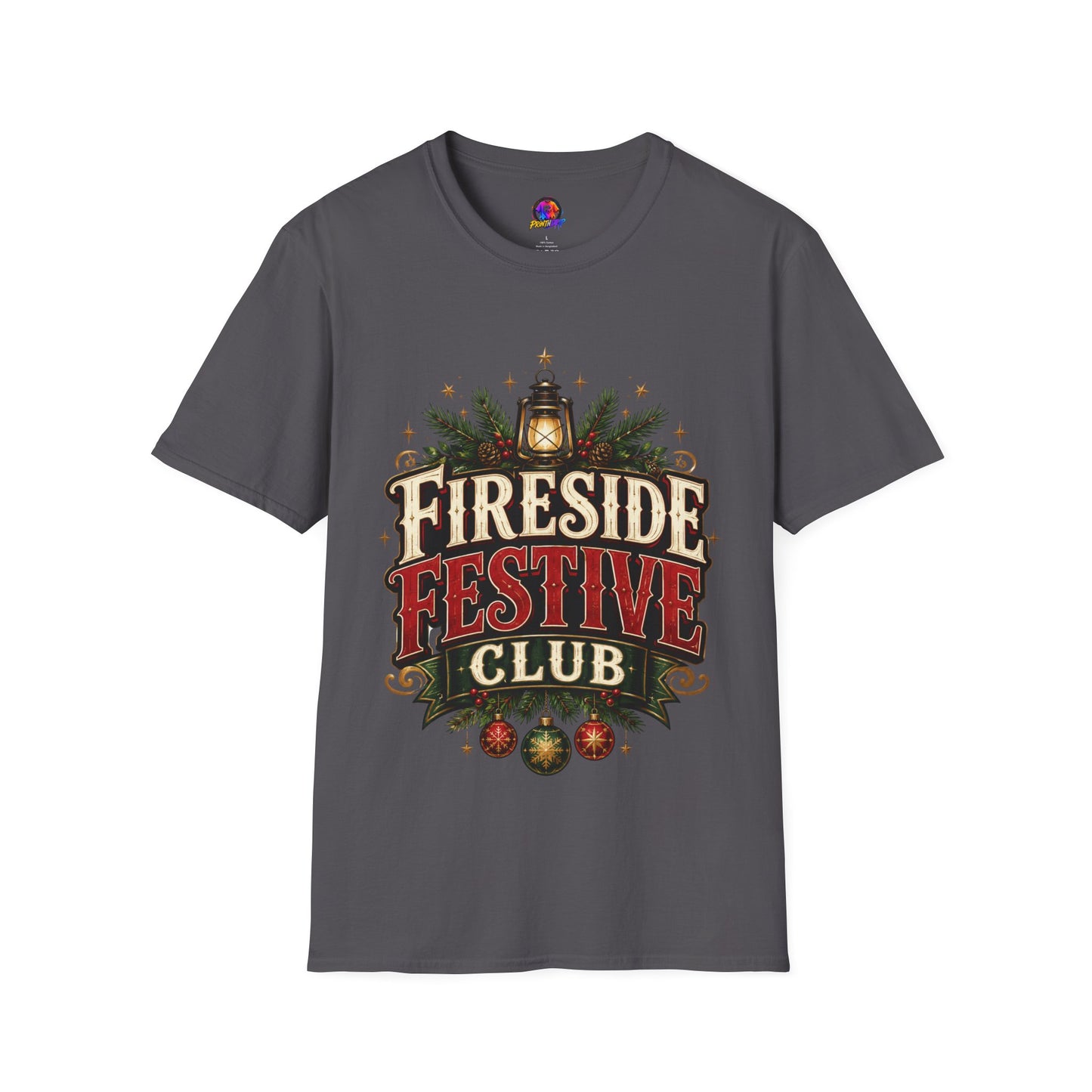 Fireside Festive Club T-Shirt — Cozy Holiday Lantern Graphic Tee