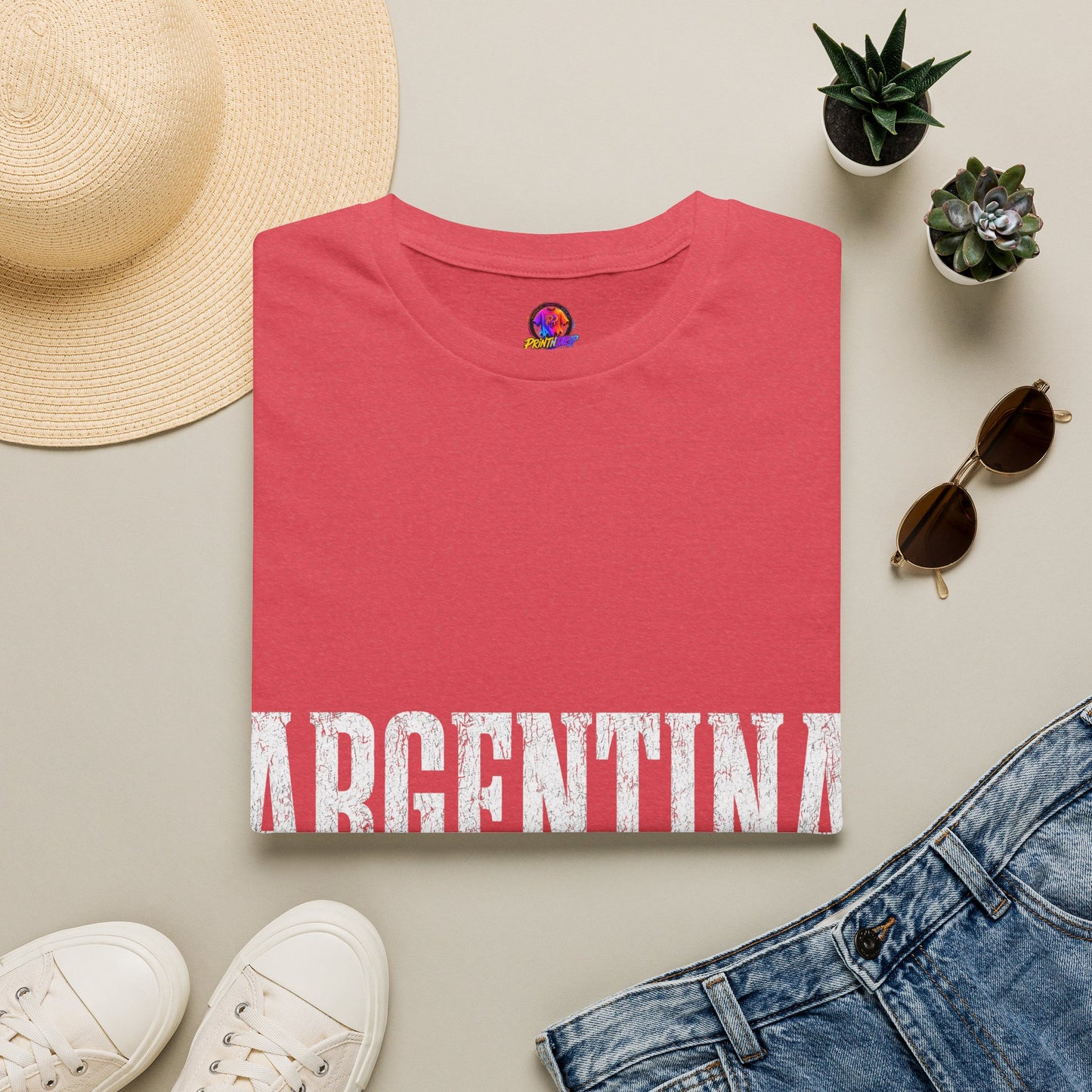 Argentina Graphic T-Shirt — Retro Flag Stripe Football Soccer Tee