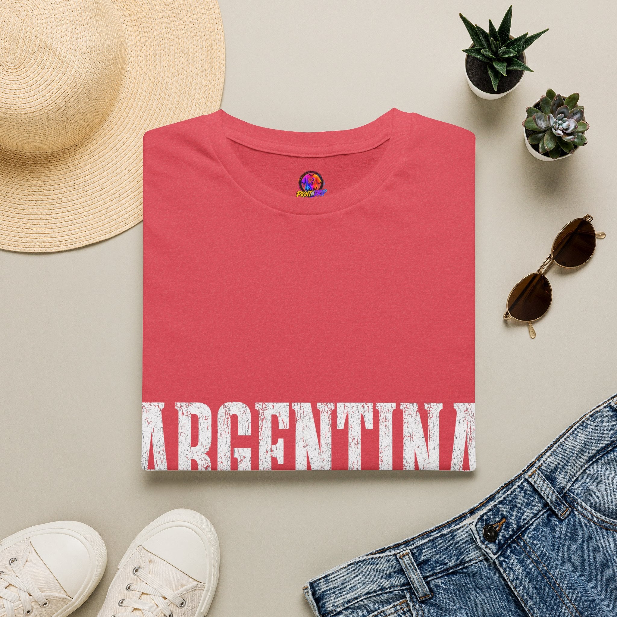 Argentina Graphic T-Shirt — Retro Flag Stripe Football Soccer Tee