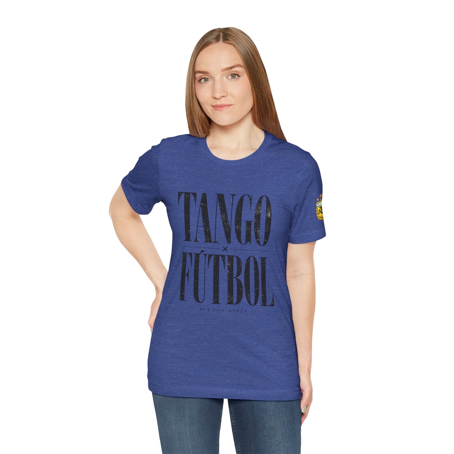 Argentina - Tango y Fútbol Graphic Tee - Bold Serif Soccer & Dance Shirt