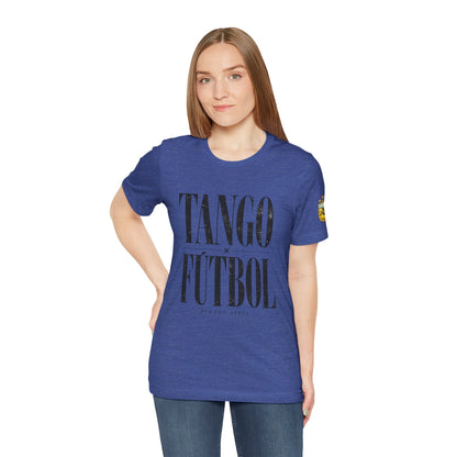 Argentina - Tango y Fútbol Graphic Tee - Bold Serif Soccer & Dance Shirt
