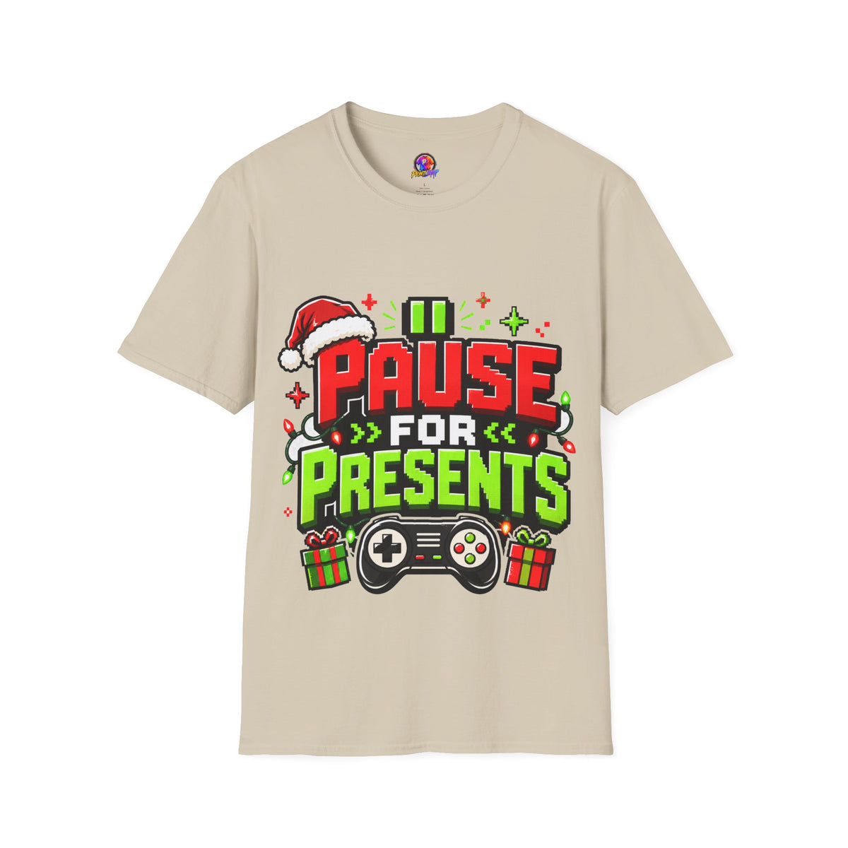 T-Shirt — "Pause for Presents" Christmas Gamer Tee