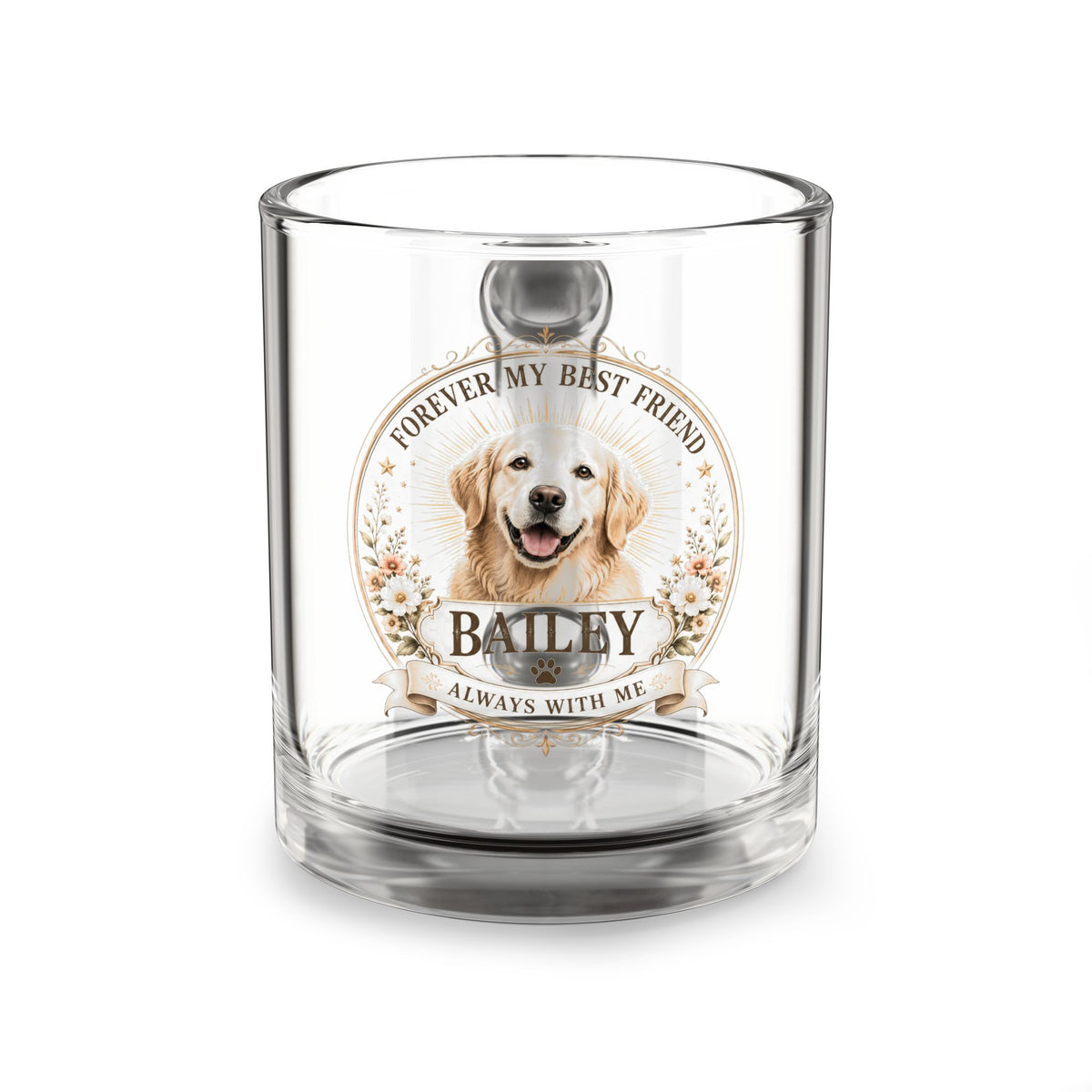 Milo Bailey Dog Dad Mom Glass Mug, 10oz Personalized Pet Glass Mug — "Forever My Best Friend" Memorial Dog Coffee Cup (10oz)