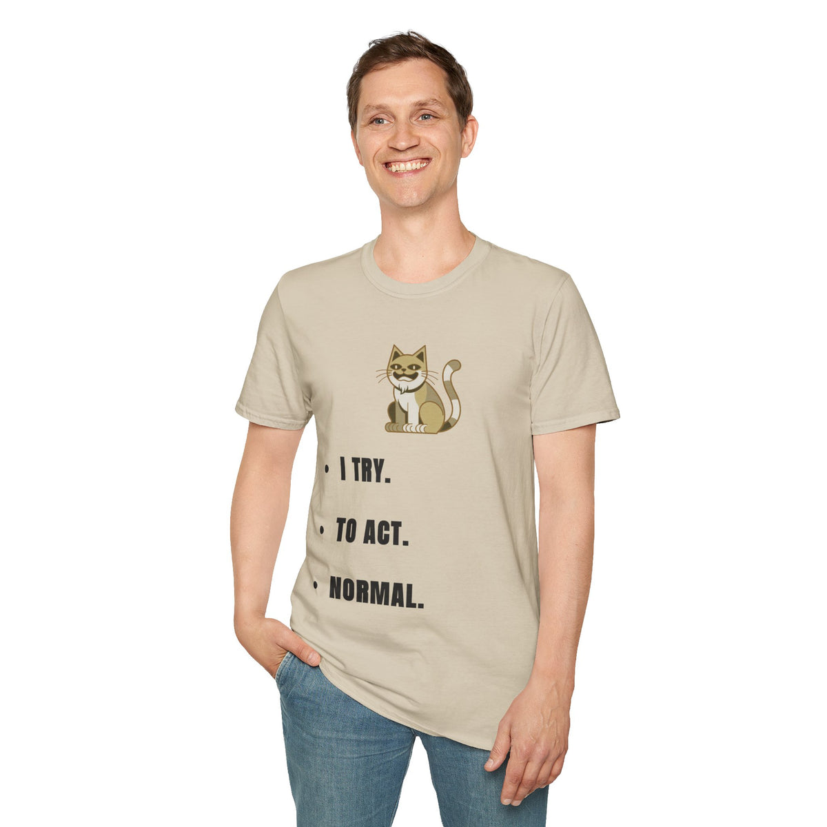 I Try Cat T-Shirt — Cute Cat Illustration Tee with "I Try." Text - Trending Now - September 2026