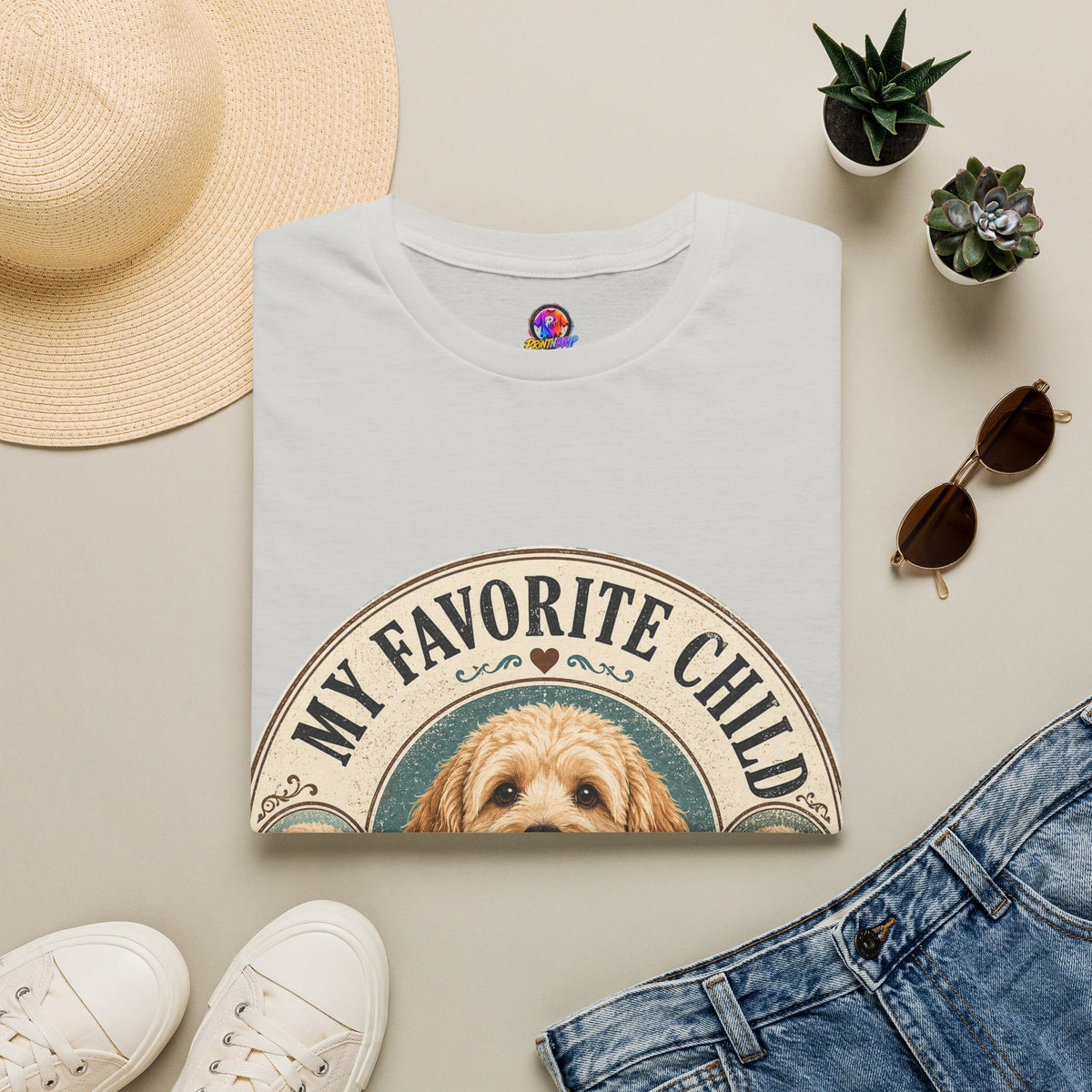 Dog Mom T-Shirt — "My Favorite Child" Cute Goldendoodle Graphic Tee