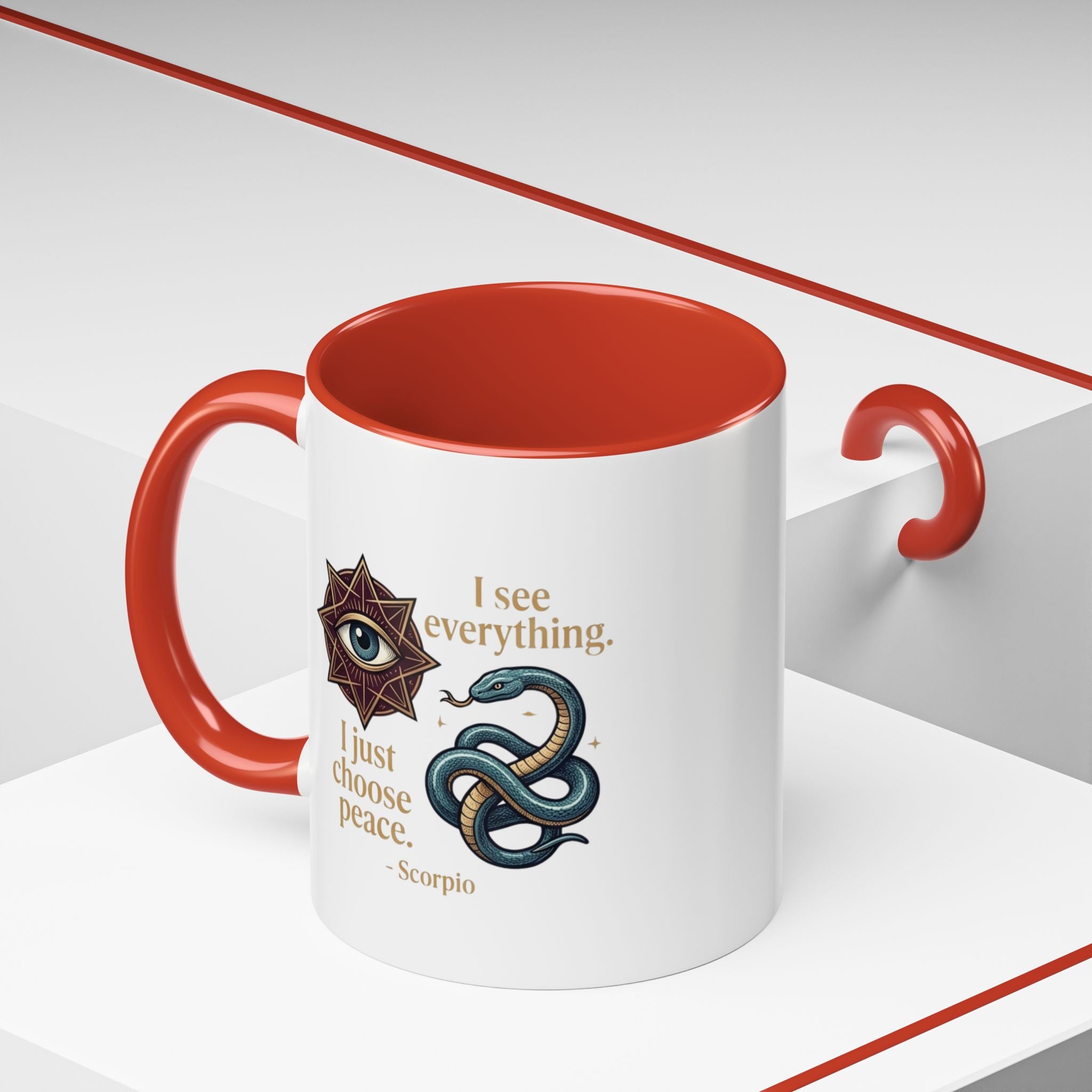 Scorpio Accent Coffee Mug – "I See Everything, I Just Choose Peace" Zodiac Mug