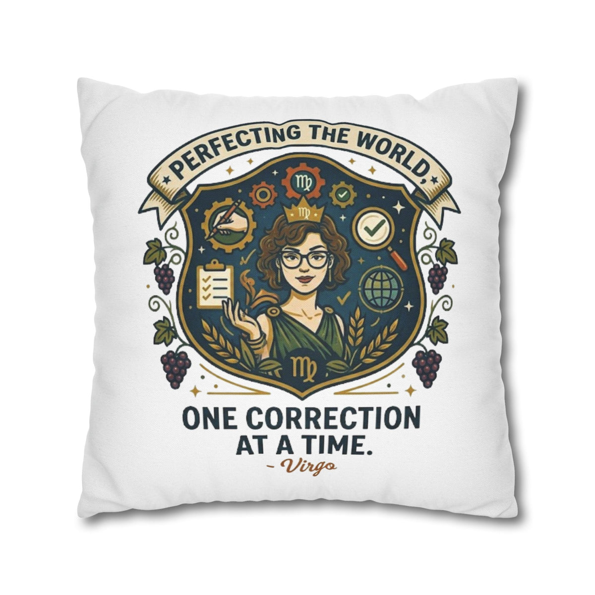 Virgo Pillow Cover pillowcase — "Perfecting the World One Correction at a Time" Decorative Cushion Case