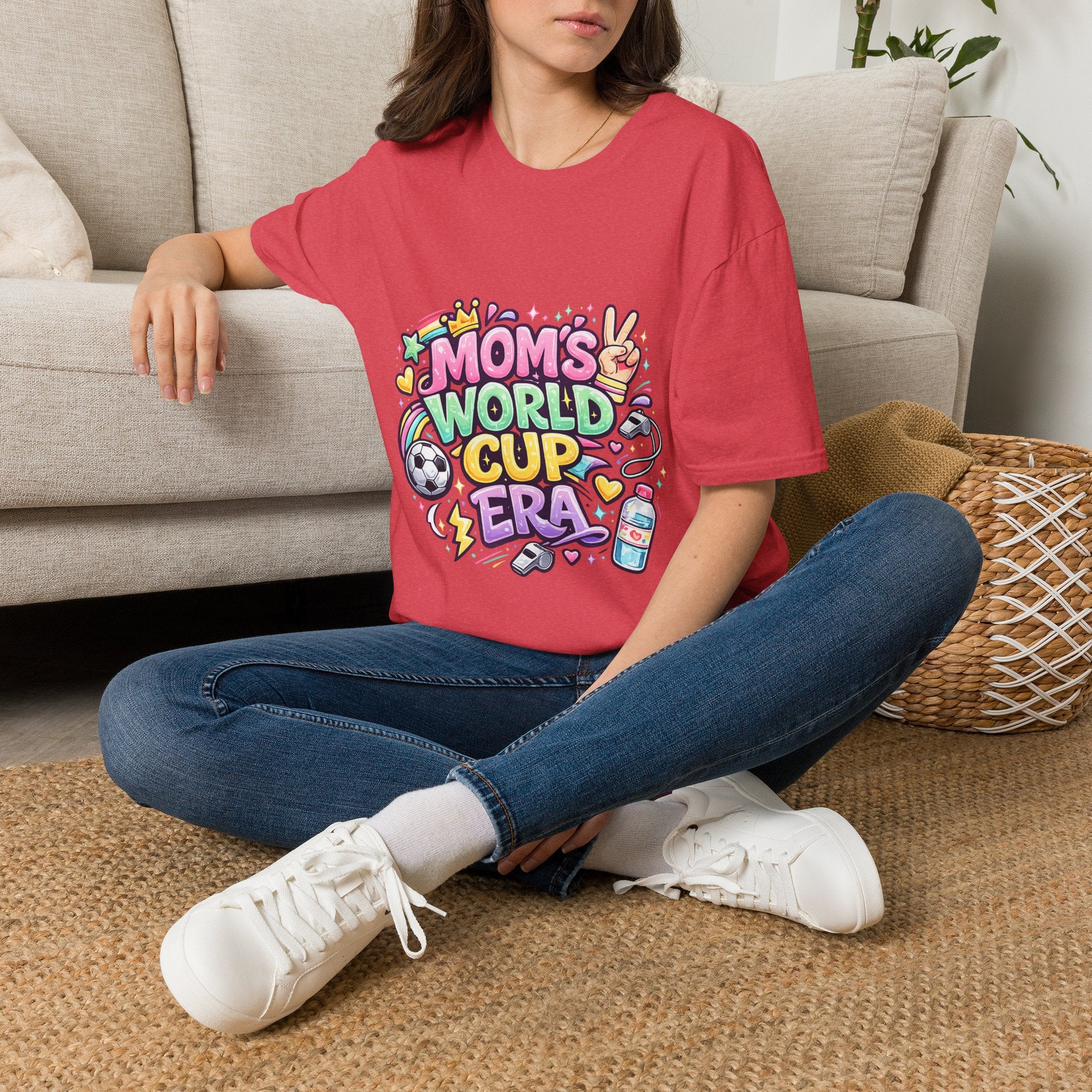 Girls Kids Mom's World Cup Era T‑Shirt — Playful Soccer Mom Tee