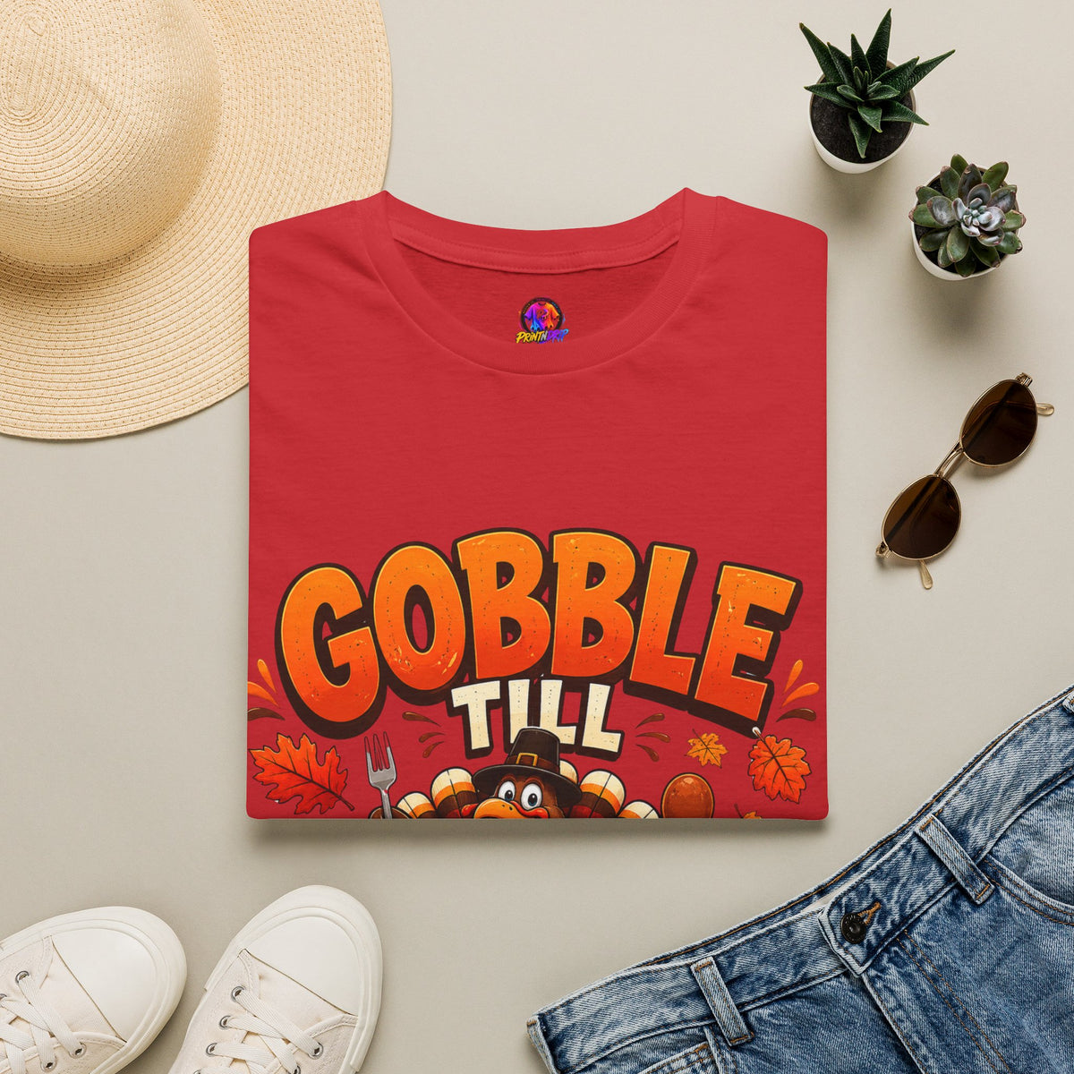 Thanksgiving T-Shirt Gobble 'Til You Wobble Thanksgiving T-Shirt