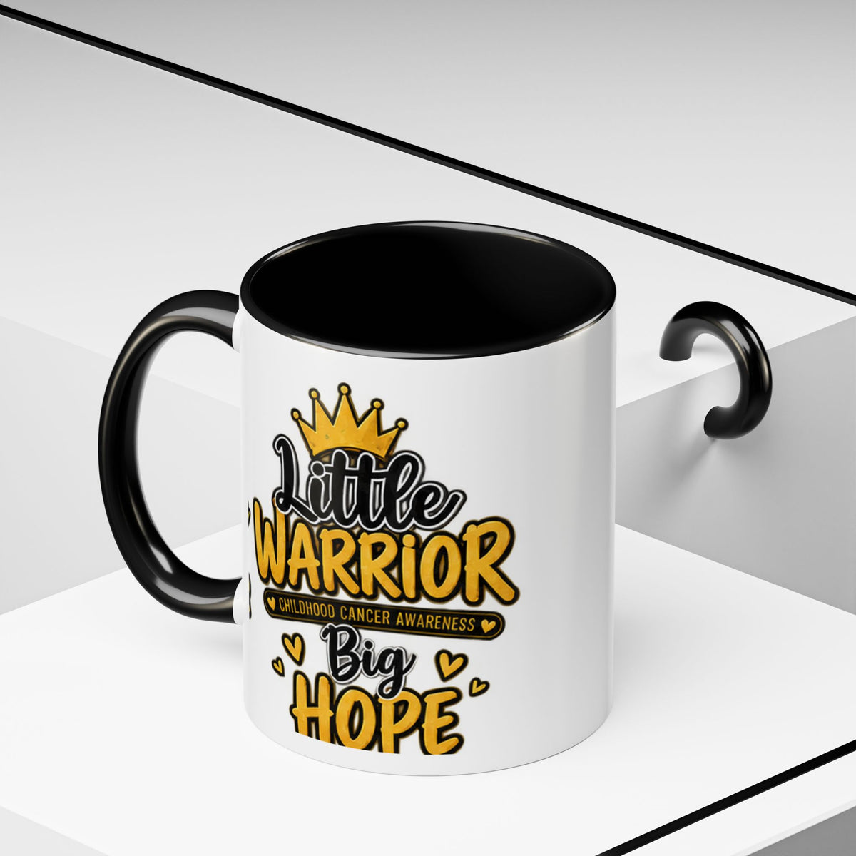 Little Warrior Childhood Cancer Awareness Coffee Mug – "Big Hope" Accent Mug