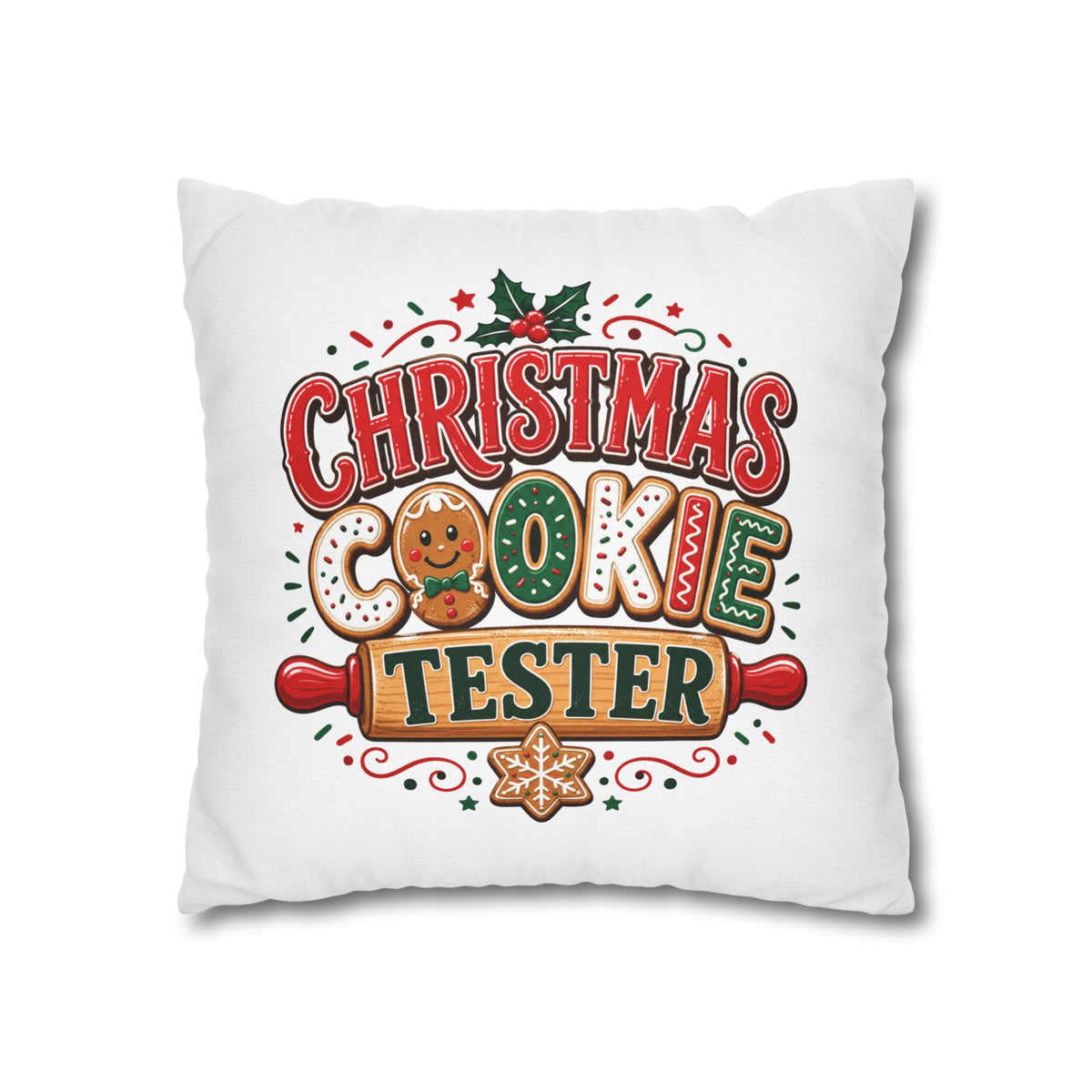 Christmas Cookie Tester Pillowcase — Holiday Decorative Throw Pillow Cover