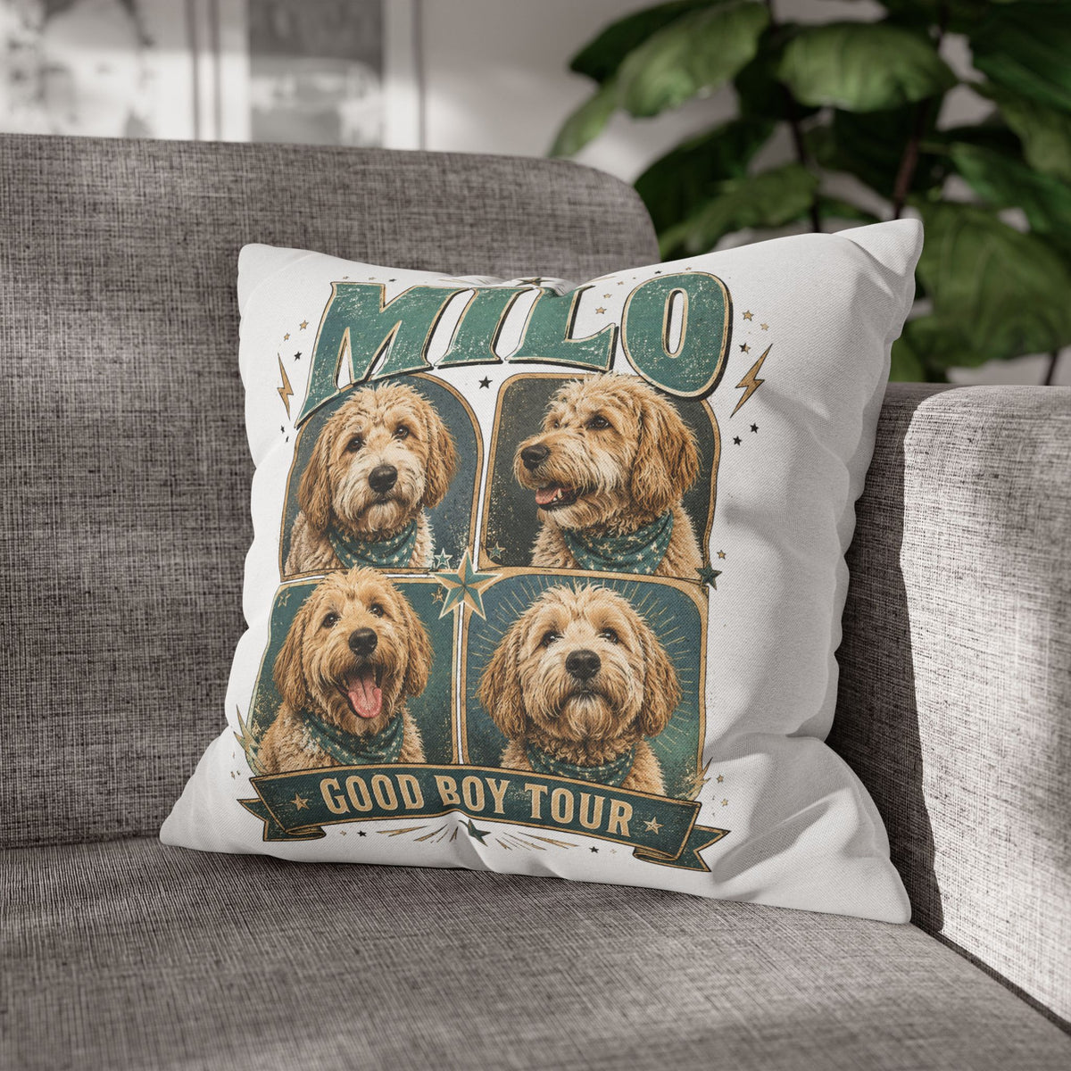 Milo "Good Boy Tour" Dog Photo Pillowcase Milo Bailey Dog Dad Mom