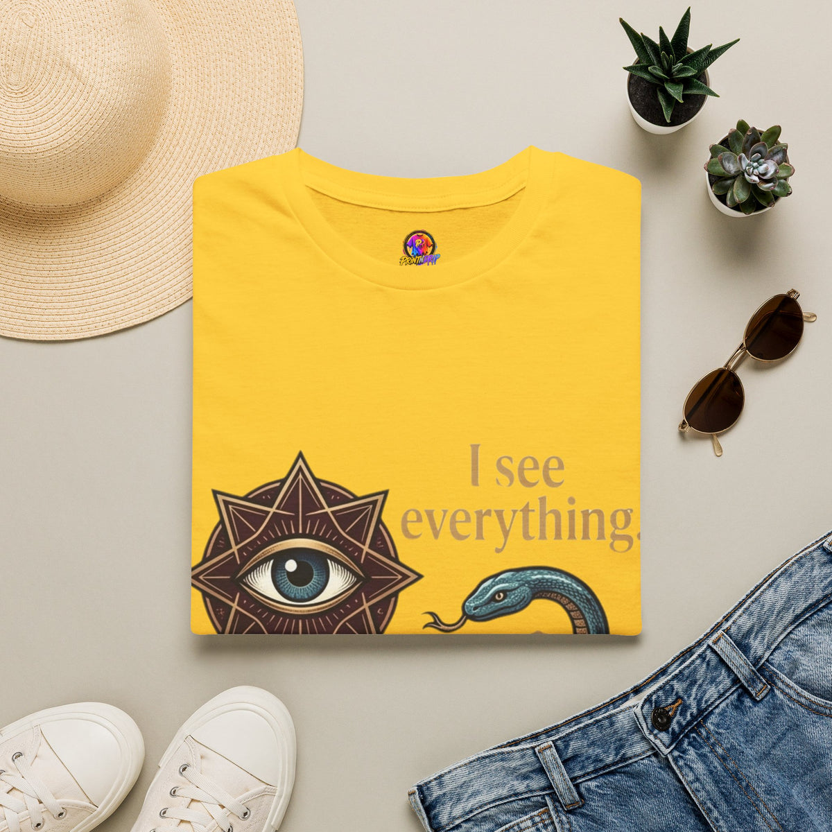 Scorpio “I See Everything” Zodiac T‑Shirt — Astrological Snake & All‑Seeing Eye Design