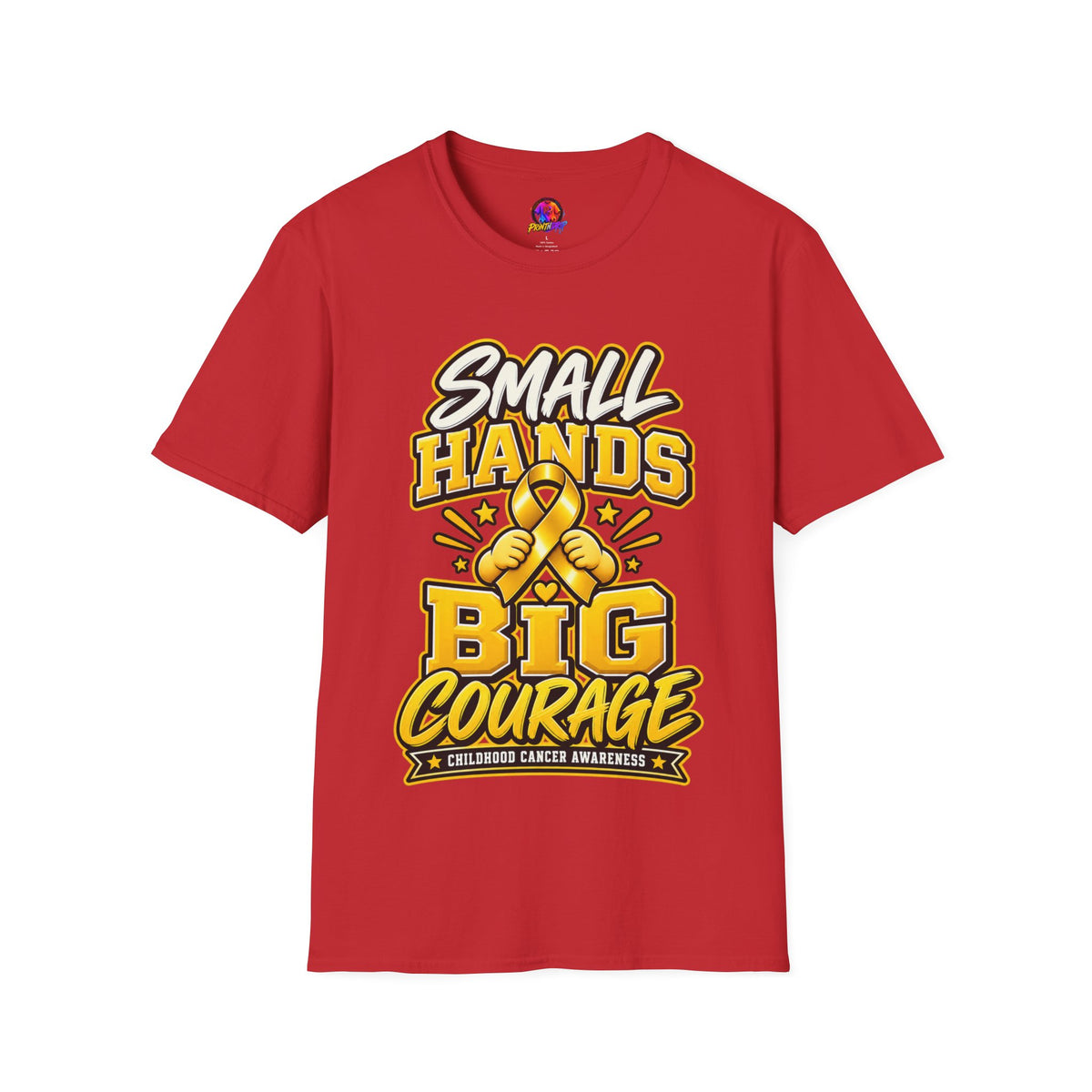 Children's Cancer Awareness T-Shirt — "Small Hands Big Courage" Yellow Ribbon