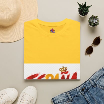 Spain  Graphic T-Shirt — Spanish Flag Brushstroke Design with Crown