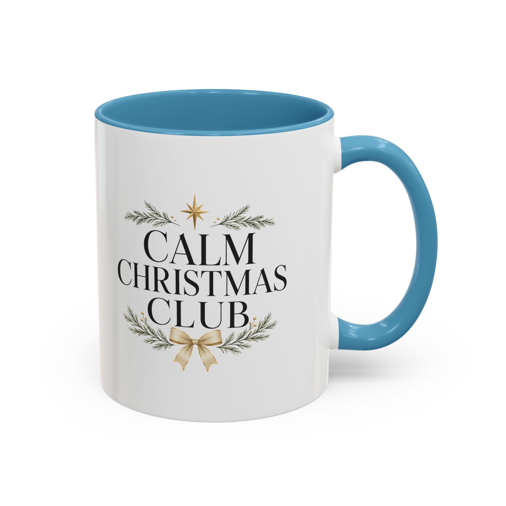 Christmas Calm Christmas Club Accent Coffee Mug — Holiday Floral Wreath