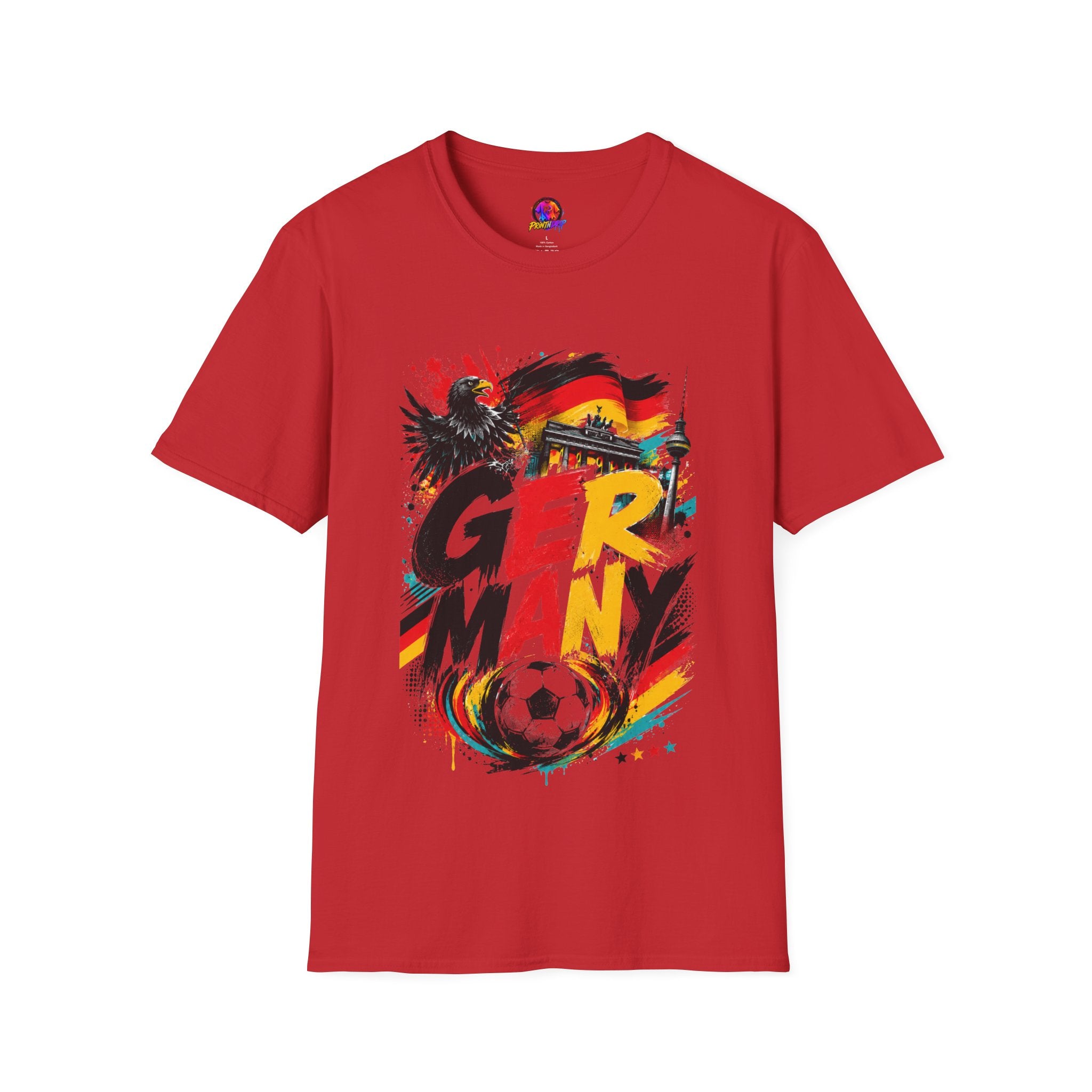 Germany Soccer Graphic T‑Shirt — Flag, Eagle & Brandenburger Tor Design