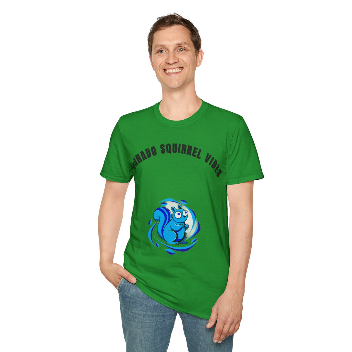 T-Shirt — "Tornado Squirrel Vibes" Graphic Tee | Cute Whimsical Squirrel Swirl Design - Trending Now - September 2026