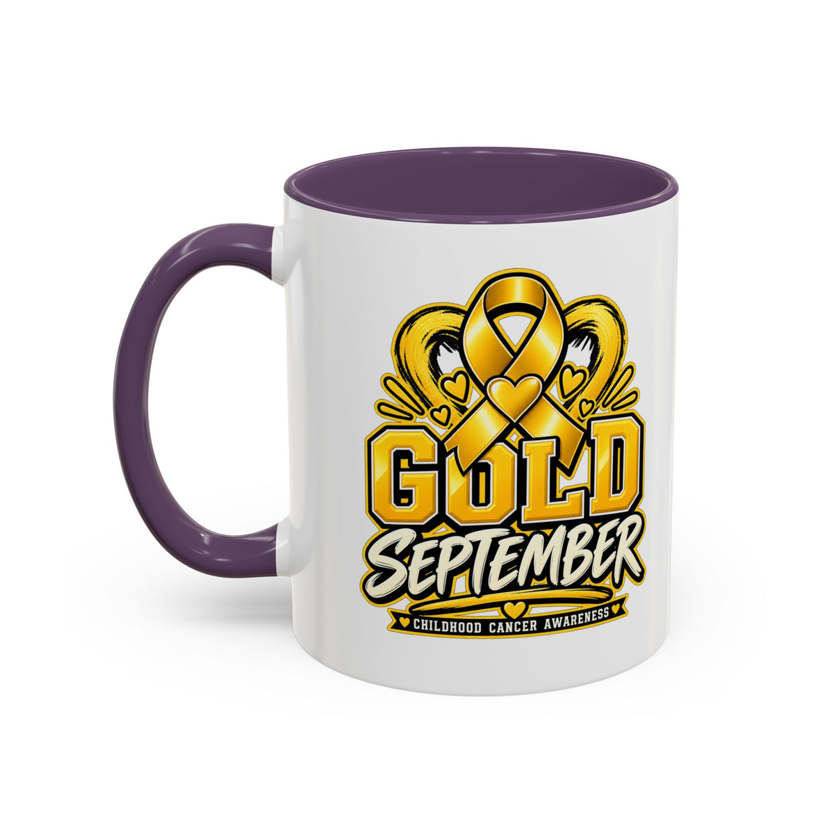 Gold September Coffee Mug — Childhood Cancer Awareness Accent Mug (11/15oz)