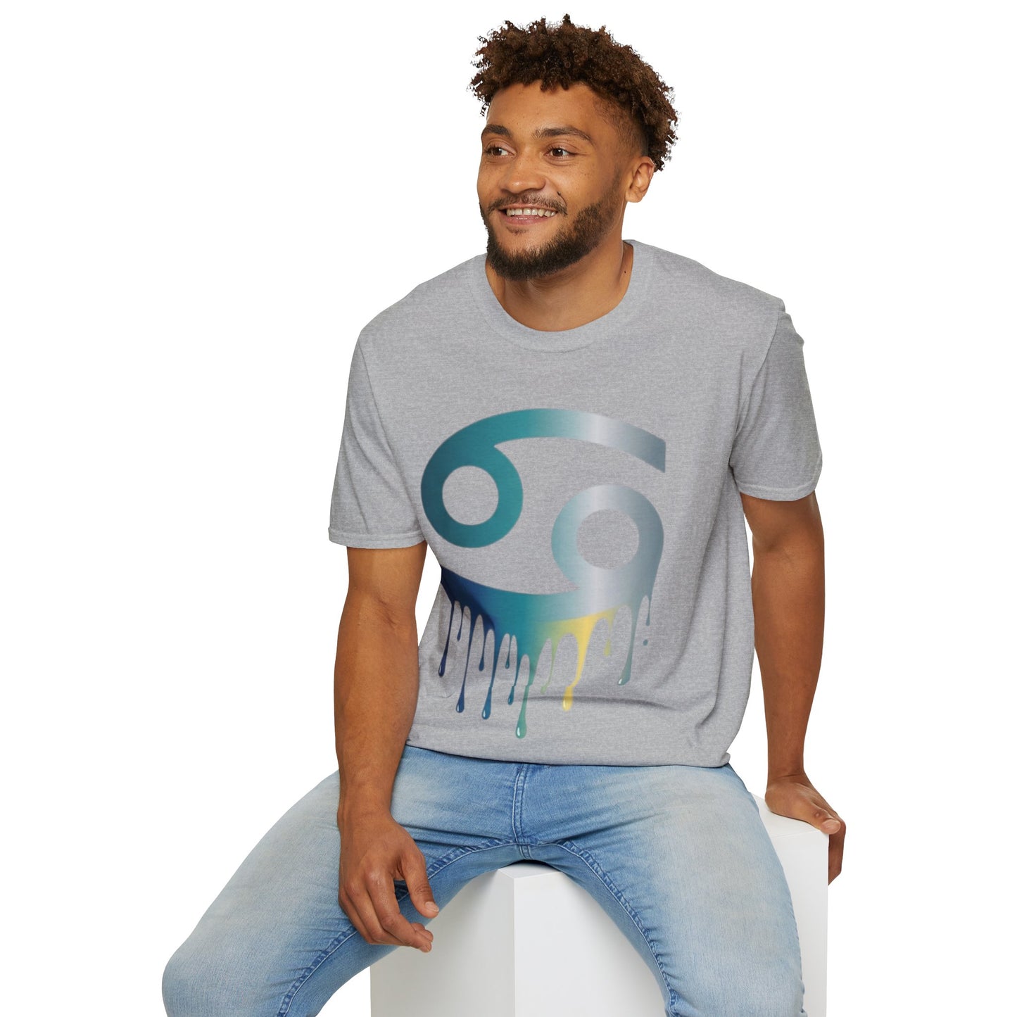 Cancer Zodiac T‑Shirt — Dripping Gradient Astrology Tee (Cancer Symbol)