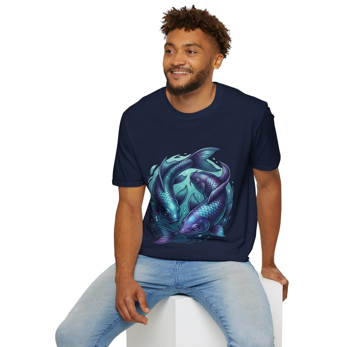 Koi Fish Circle T-Shirt — Artistic Yin Yang Aquatic Tee