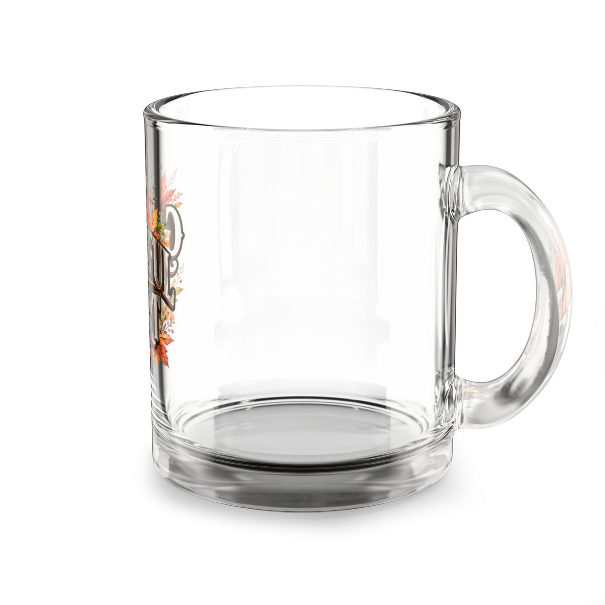 Grateful Heart Glass Mug — 10oz Thanksgiving Autumn Coffee Cup