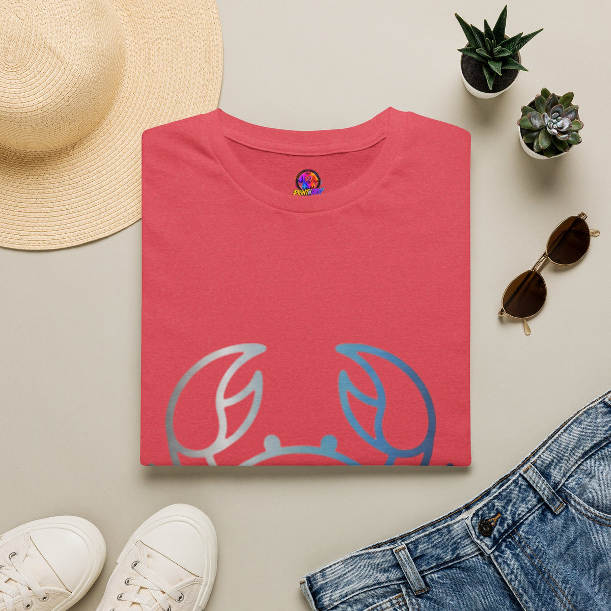Cancer Zodiac Crab Graphic T-Shirt — Minimal Coastal Zodiac Summer Tee