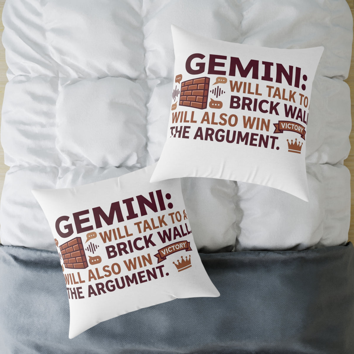 Gemini Zodiac Will Talk To A Brick Wall Will  Also Win The Argument Square Poly Canvas Pillow
