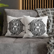 Pisces Celtic Koi Fish Decorative Pillowcase — Tribal Circle Fish Throw Pillow