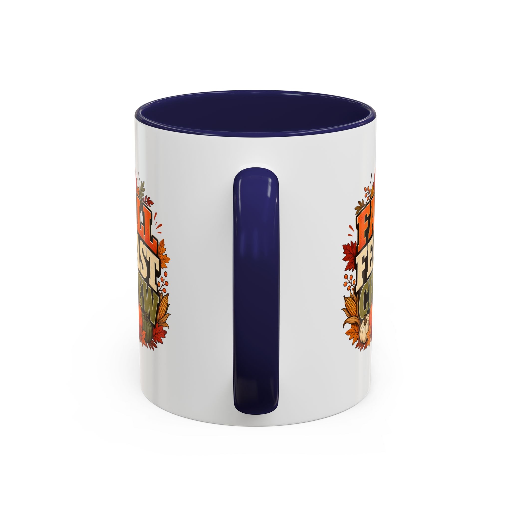 Thanksgiving Mug Fall Feast Crew Coffee Mug — Autumn Pumpkin & Leaves Accent Mug
