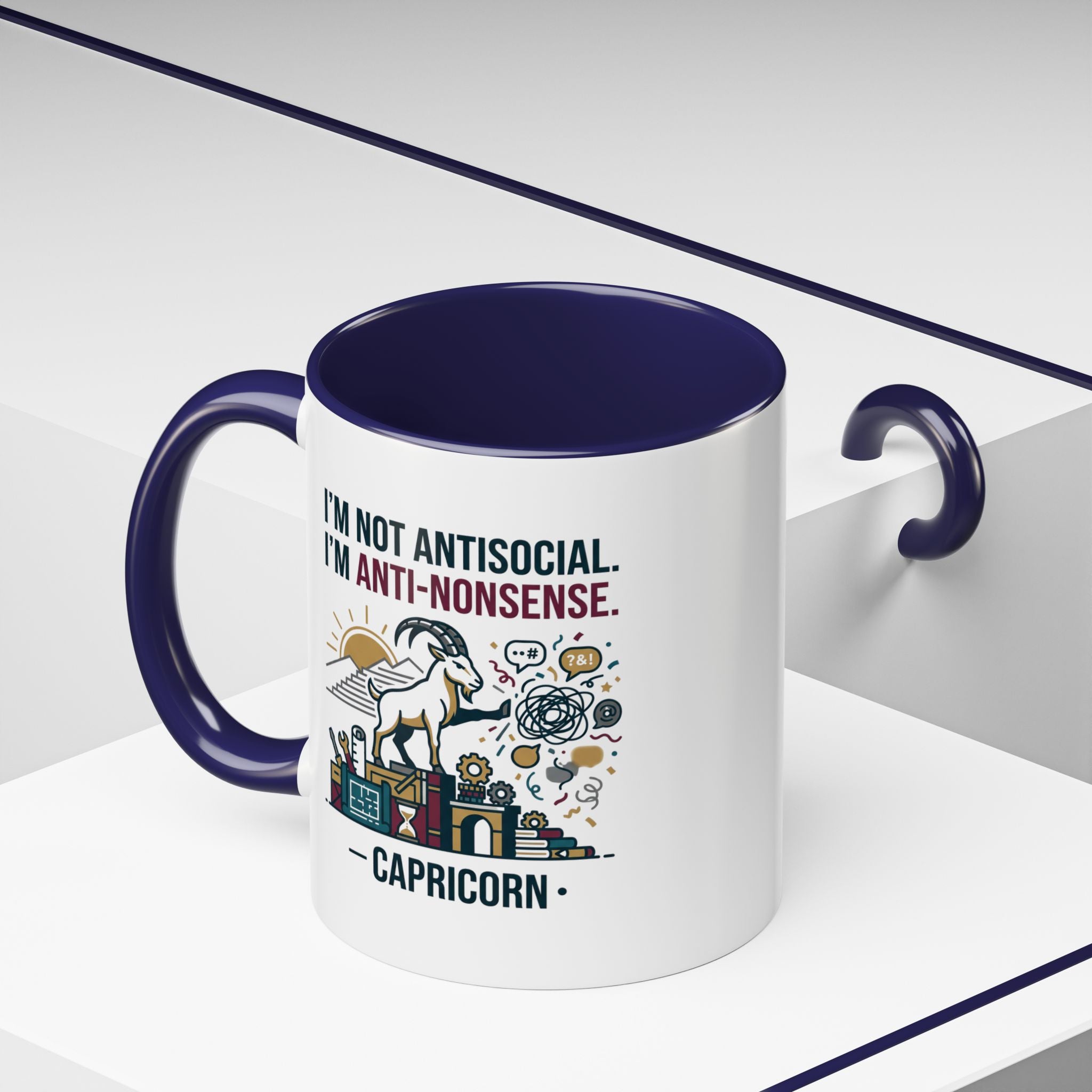 Capricorn Coffee Mug — "I'm Not Antisocial, I'm Anti-Nonsense" Accent Mug