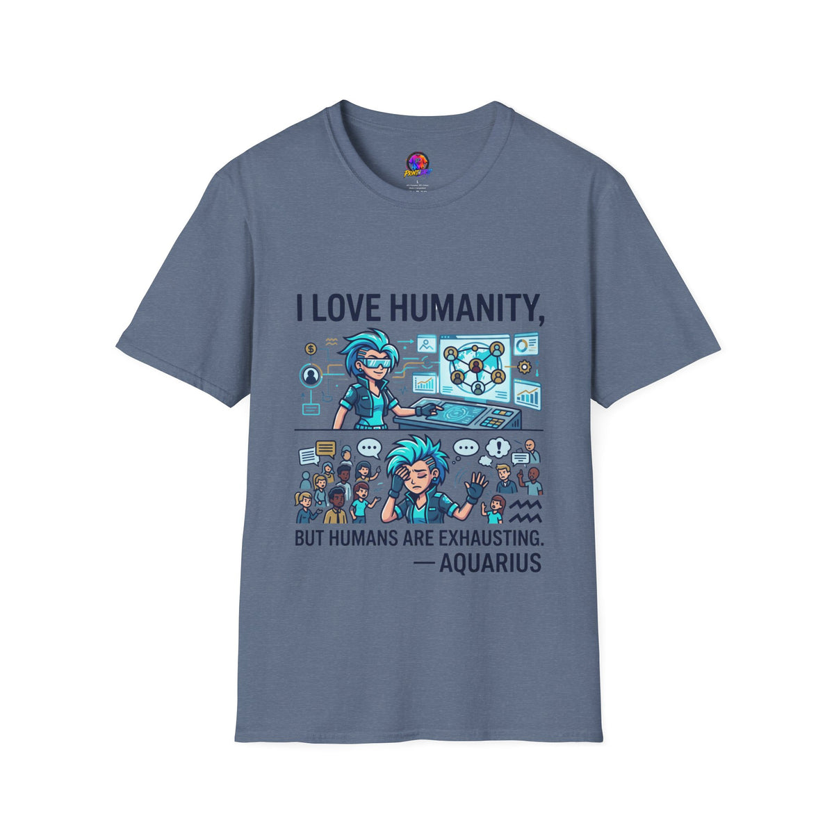 Aquarius Zodiac I Love Humanity T-Shirt — Funny Aquarist Marine Biologist Tee