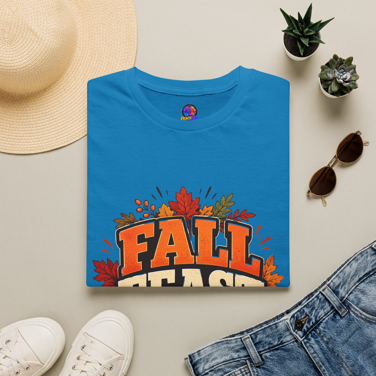 Thanksgiving T-Shirt Fall Feast Crew T-Shirt — Thanksgiving Pumpkin & Leaves Graphic Tee