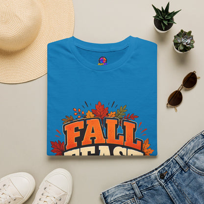 Fall Feast Crew T-Shirt — Thanksgiving Pumpkin & Leaves Graphic Tee