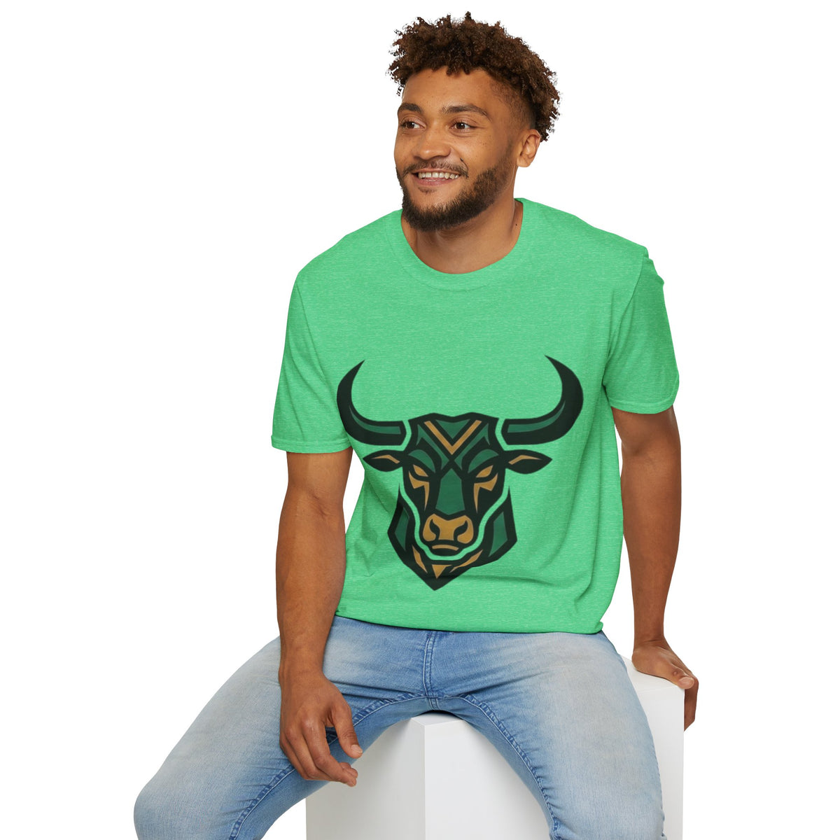 Bull Head Graphic T-Shirt — Tribal Geometric Rodeo Tee
