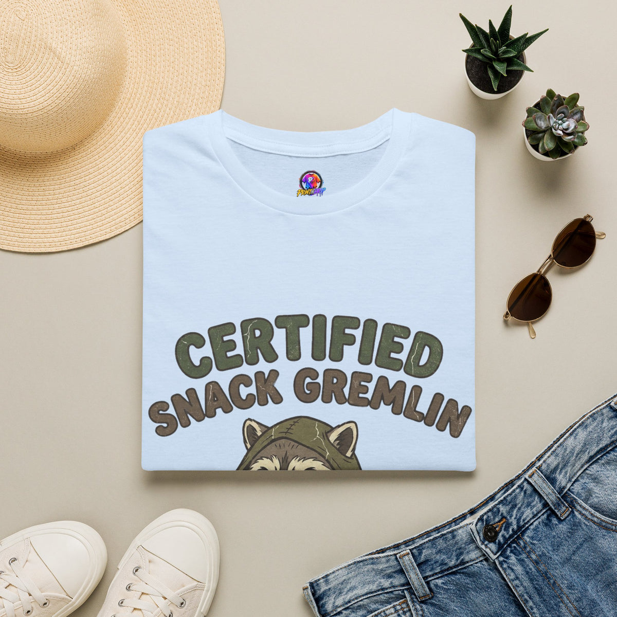 Certified Snack Gremlin T-Shirt — Funny Raccoon Snack Lover Tee