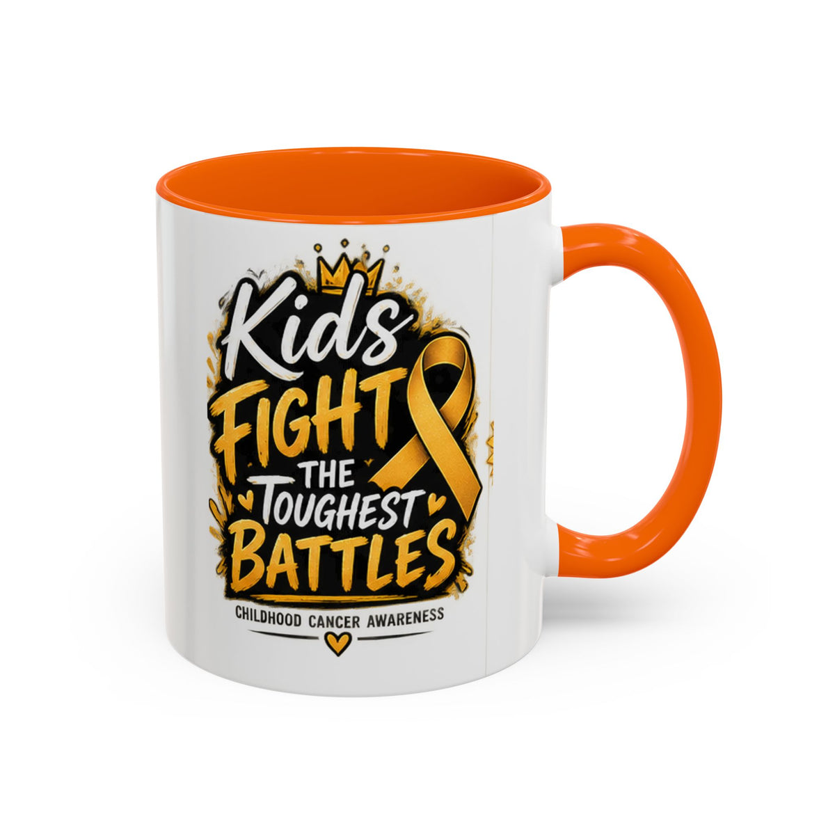 Kids Fight The Toughest Battles Accent Coffee Mug — Childhood Cancer Awareness 11/15oz