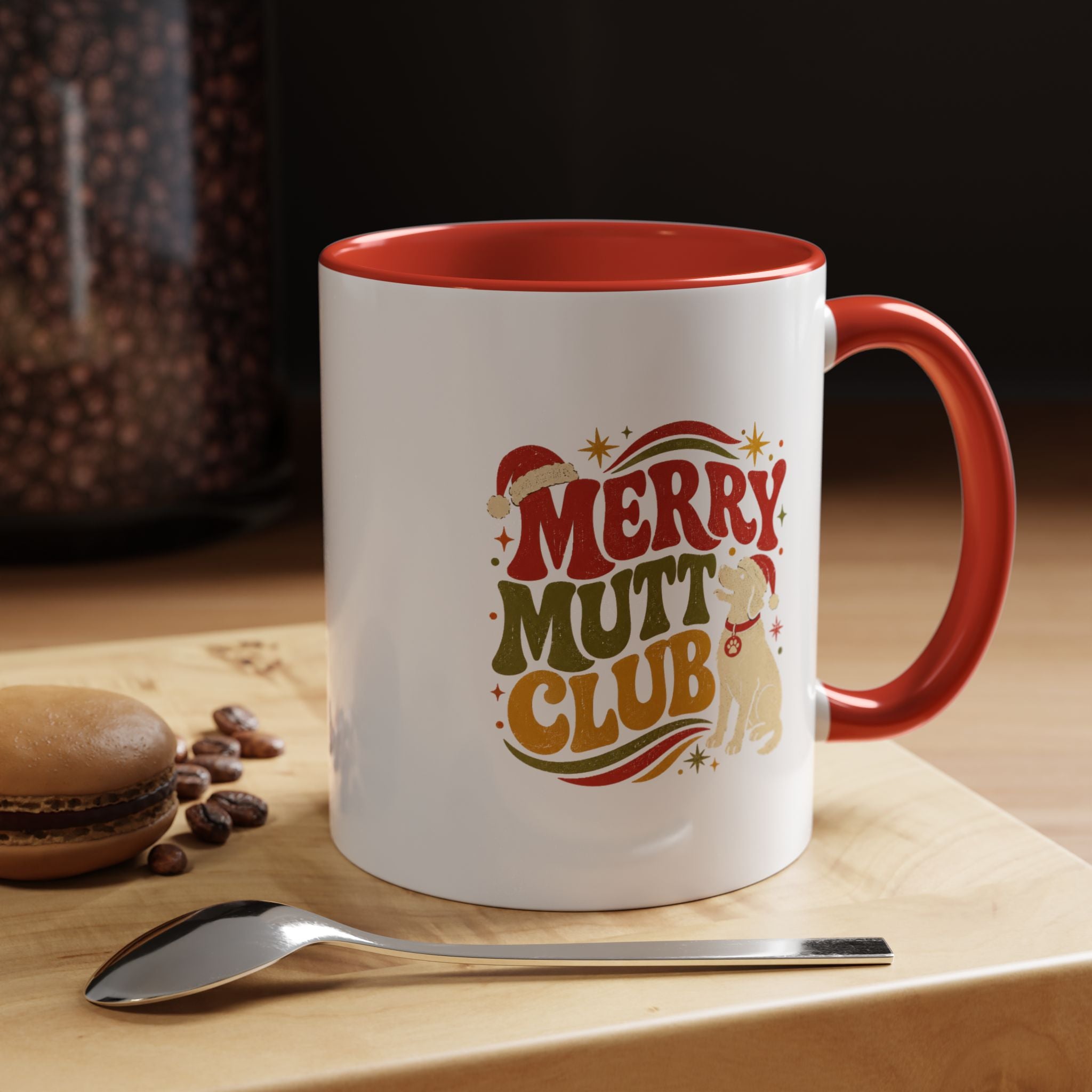 Modern Day Christmas Merry Mutt Club Accent Coffee Mug — Festive Dog Lover Holiday Gift