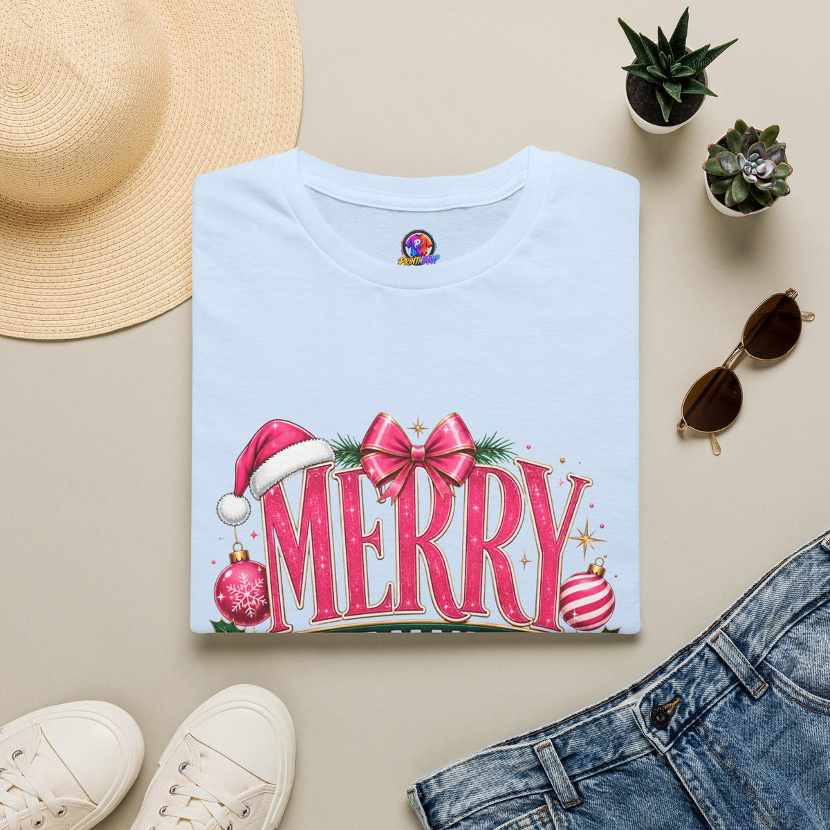Christmas T-Shirt — "Merry But Make It Pink" Holiday Tee